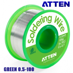 ATTEN Soldering Wire Green 0.5-100 είναι κόλληση RoHS για ηλεκτρικό κολλητήρι και αερίου 0.5mm 100gr Sn99.3 Cu0.7 χειροτεχνίες μοντελισμό